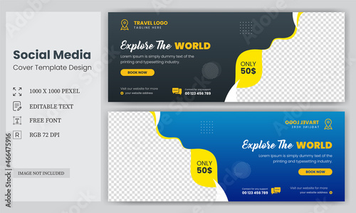 social media cover vector templates fully editable, advertising design, social media banner post, Travel Facebook Cover Design template, website banner, header, Exclusive sale facebook cover template