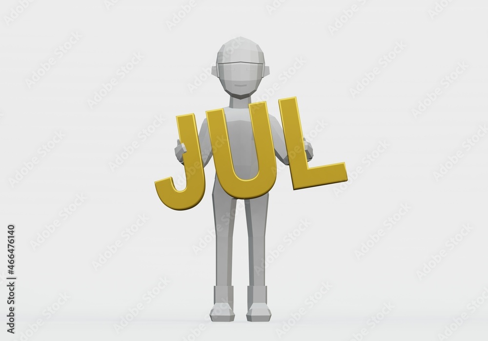 3d render of dummy holding a month sign 3d render of dummy holding a month sign