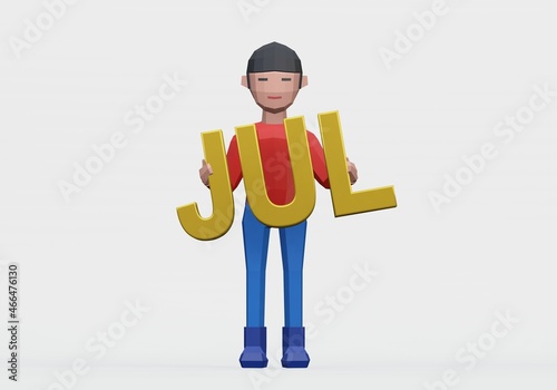 3d render of dummy holding a month sign photo