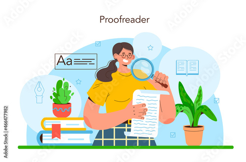Proofreader. Printing house technology process, printed publications photo