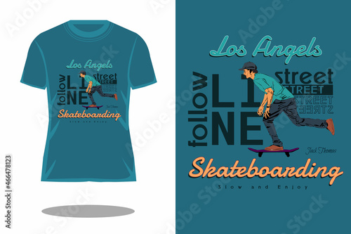skateboarding follow line retro t shirt design