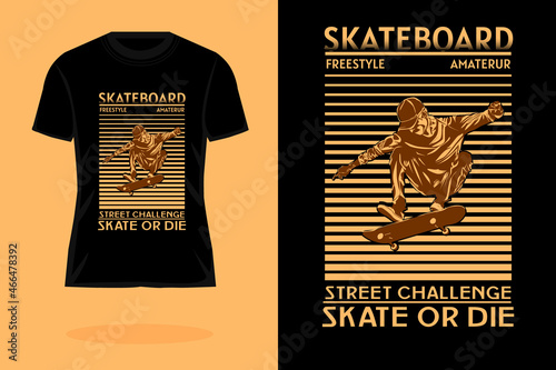 skateboard street challenge silhouette vintage t shirt design