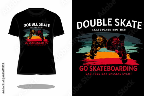 double skate retro silhouette t shirt design