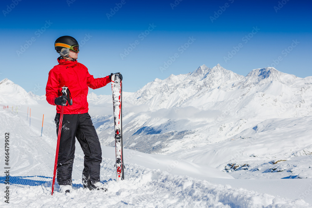 Skier, skiing, winter sport - portrait of male skier