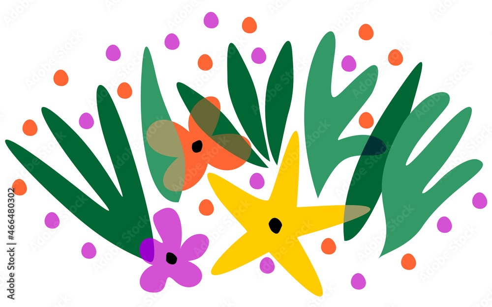 Flower abstract decoration. In bloom. Flat illustration.