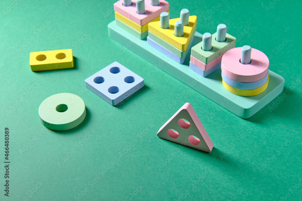 Photo Art Print Educational toys for children in the form of different geometric shapes on a gr grek881