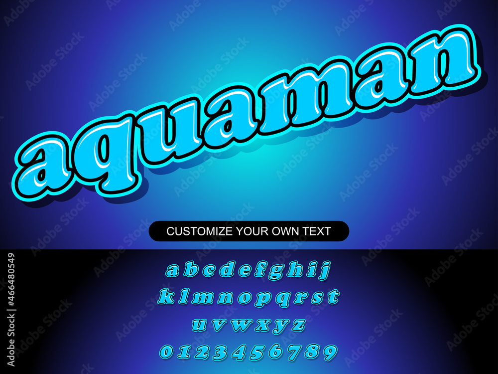 Ready To Use Alphabet with Aqua Liquid Effect Vector