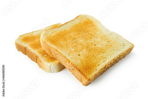 Slices of toasted bread isolated on white with clipping path.