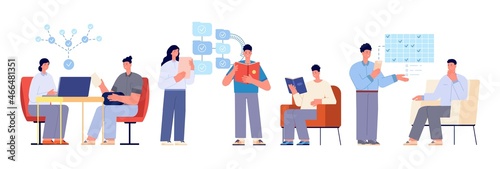 Workflow. Human resources, professionals working together. Collaboration, work communication vector scene