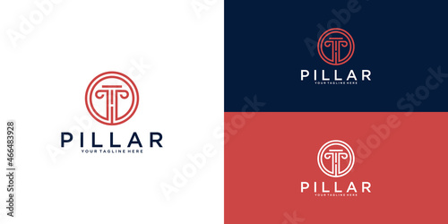 pillar logo with negative space initial letter H and circle