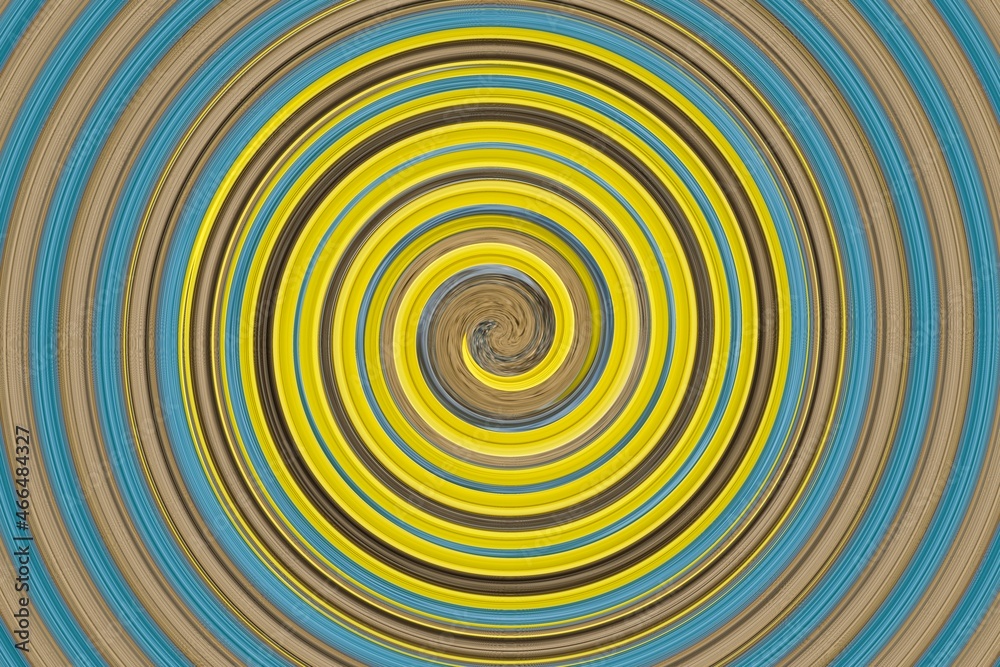 Yellow,blue and brown color spiral, concentric lines, circular, swirling background Yellow,blue and brown color spiral, concentric lines, circular, swirling background