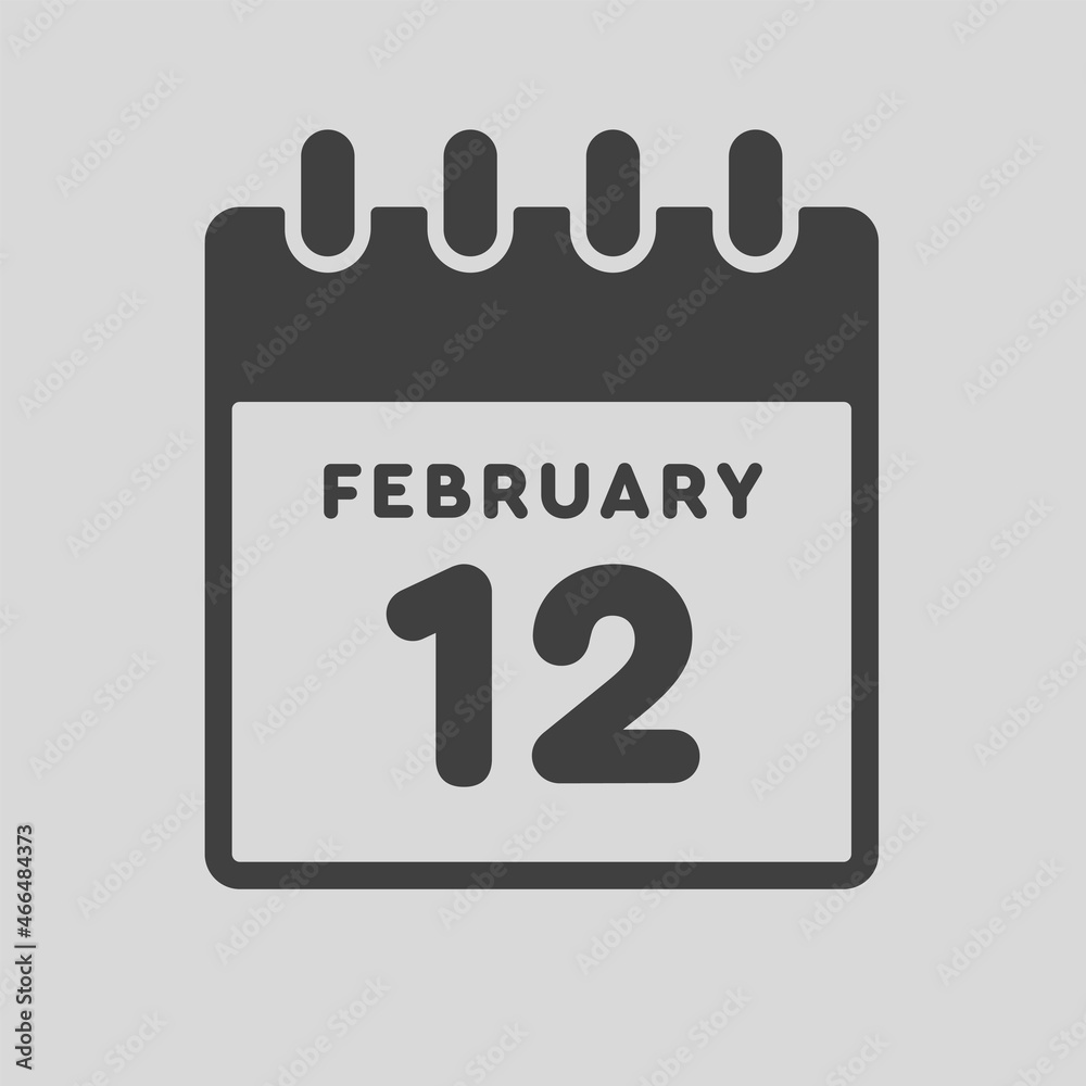 Icon day date 12 February, template calendar page Icon day date 12 February, template calendar page