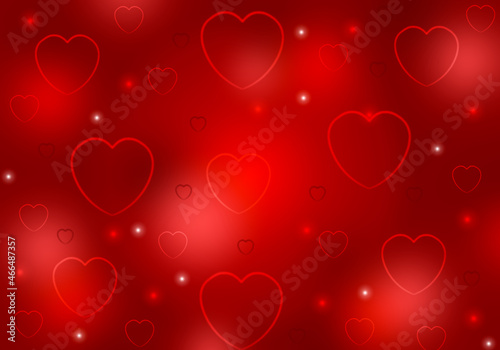 Red valentine s day background with hearts.
