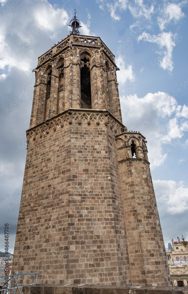 Bell tower of Cathedral of the Holy Cross and Saint Eulalia in Barcelona