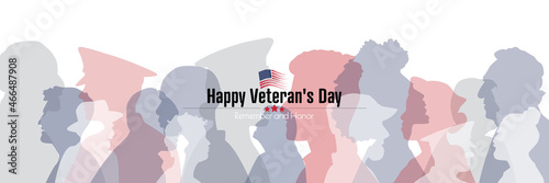 Happy Veteran's Day card. Flat vector illustration.