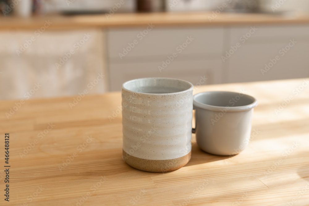Beautiful closeup of unique handmade two cups Beautiful closeup of unique handmade two cups