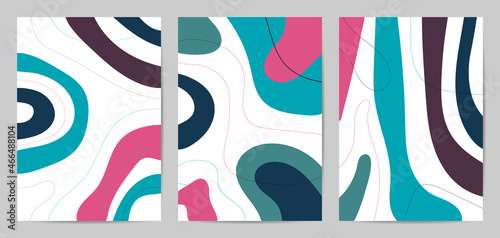 Trendy set, Abstract wall arts vector. Modern Poster Art. Design for wall framed prints, canvas poster, artwork as postcard or brochure.Vector illustration.