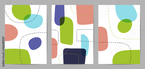 Trendy set, Abstract wall arts vector. Modern Poster Art. Design for wall framed prints, canvas poster, artwork as postcard or brochure.Vector illustration.