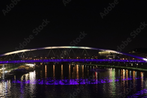 night illumination of the Bernadka bridge over the Vistula in Krakow