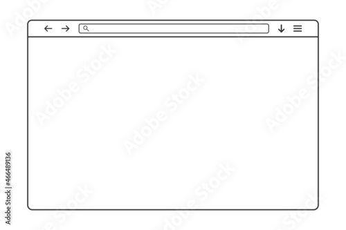 Outline browser frame. Web browser window. Transparent web page. photo