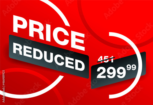 Price Reduced red banner with new and old price 