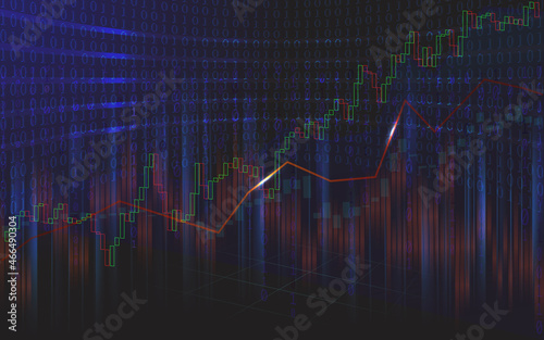 forex chart background with binary code. Stock and trade concept.