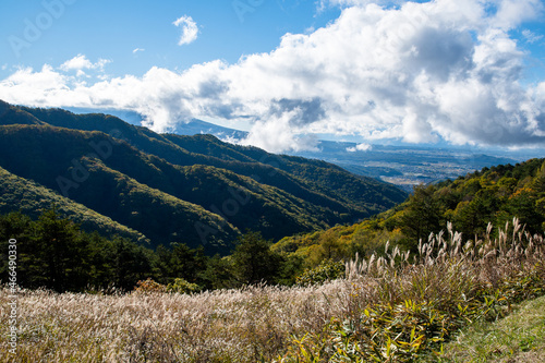 秋のビーナスライン 白樺湖展望台からの眺め（長野県）