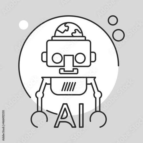 Robot icon. Artificial Intelligence singularity concept. Flat style illustration. 