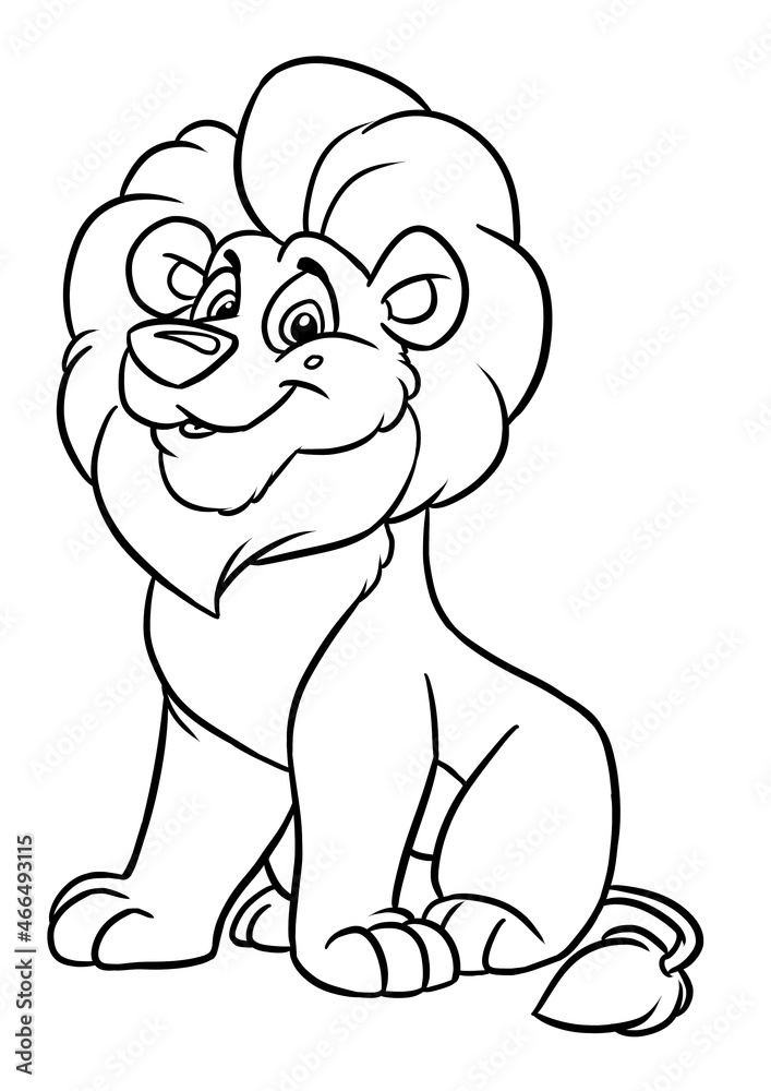 Kind big lion smile animal illustration cartoon coloring Kind big lion smile animal illustration cartoon coloring