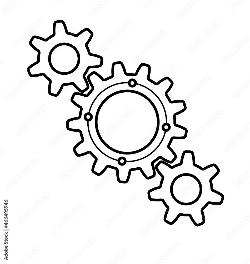 three meshing gears icon logo