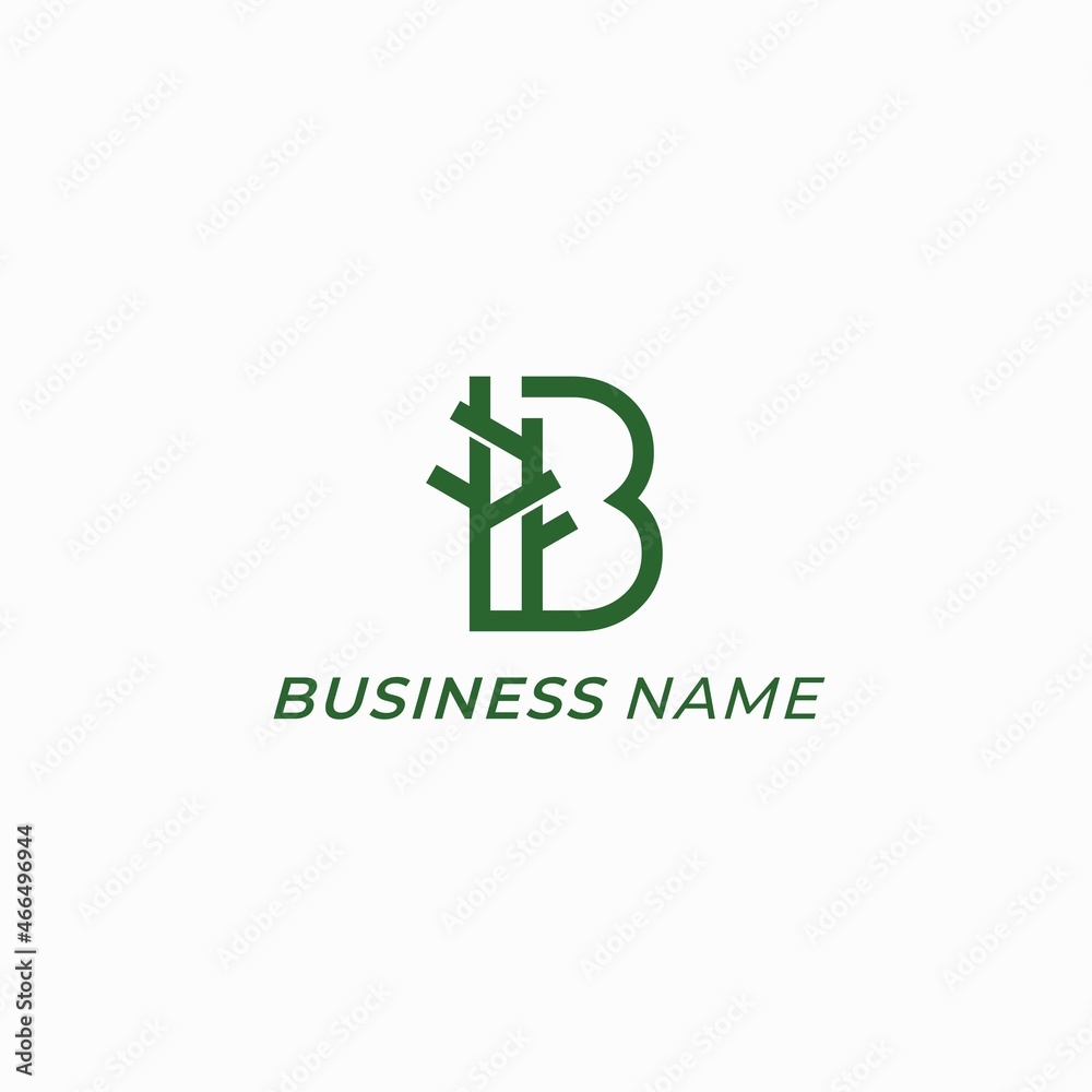 design logo combine letter B and tree design logo combine letter B and tree