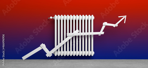 Classic Radiator with arrow in front of background - 3D Illustration