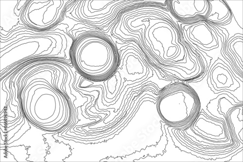Black line as Topographic map on white background