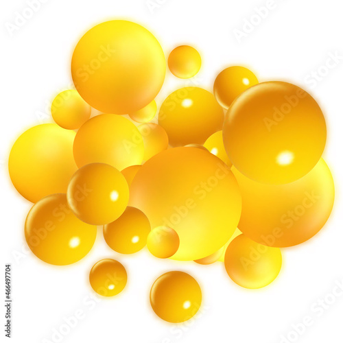illustration for your design. Luxurious beautiful background with yellow spheres. Natural pearls with highlights. eps 10