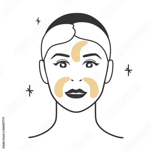 Patches for the face options and the order of use. A set of vector illustrations.
