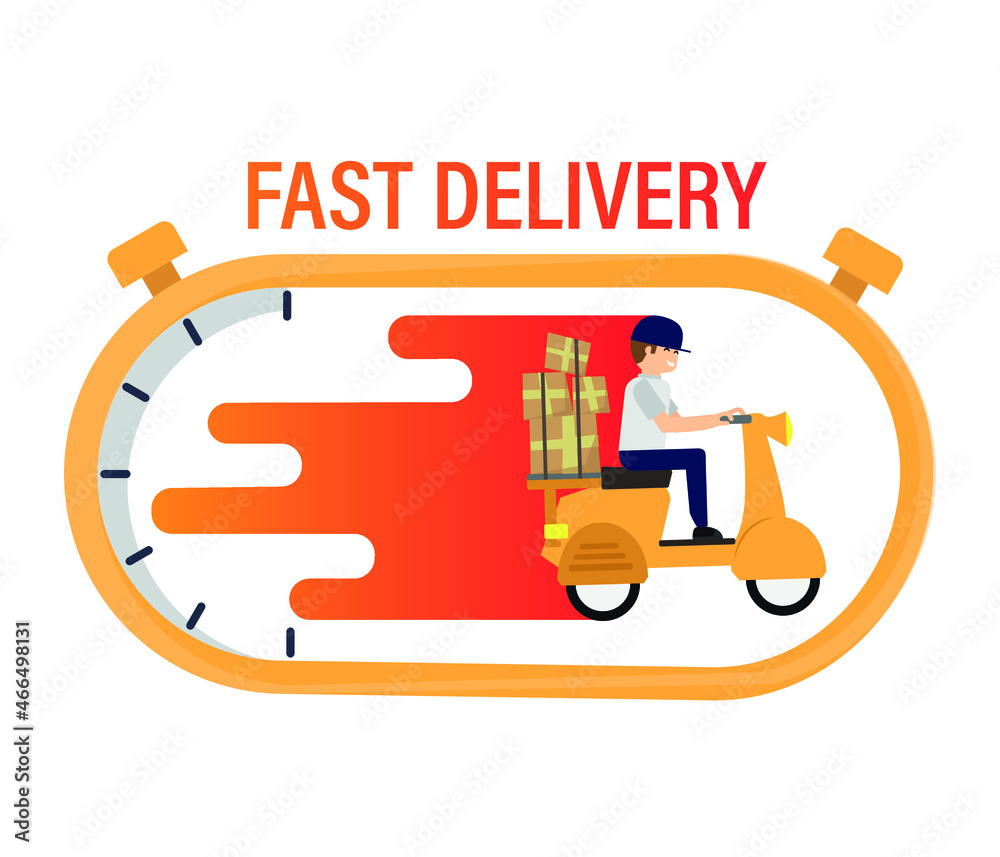 Express delivery icon with clock. Online delivery service concept, online order tracking, delivery home and office. Editable Vector Illustration.