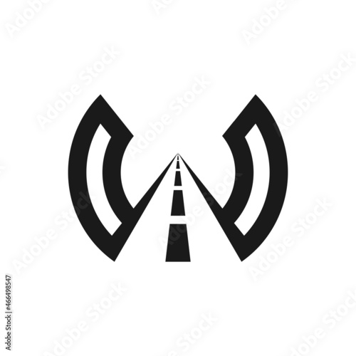 initial W road logo vector, illustration, icon