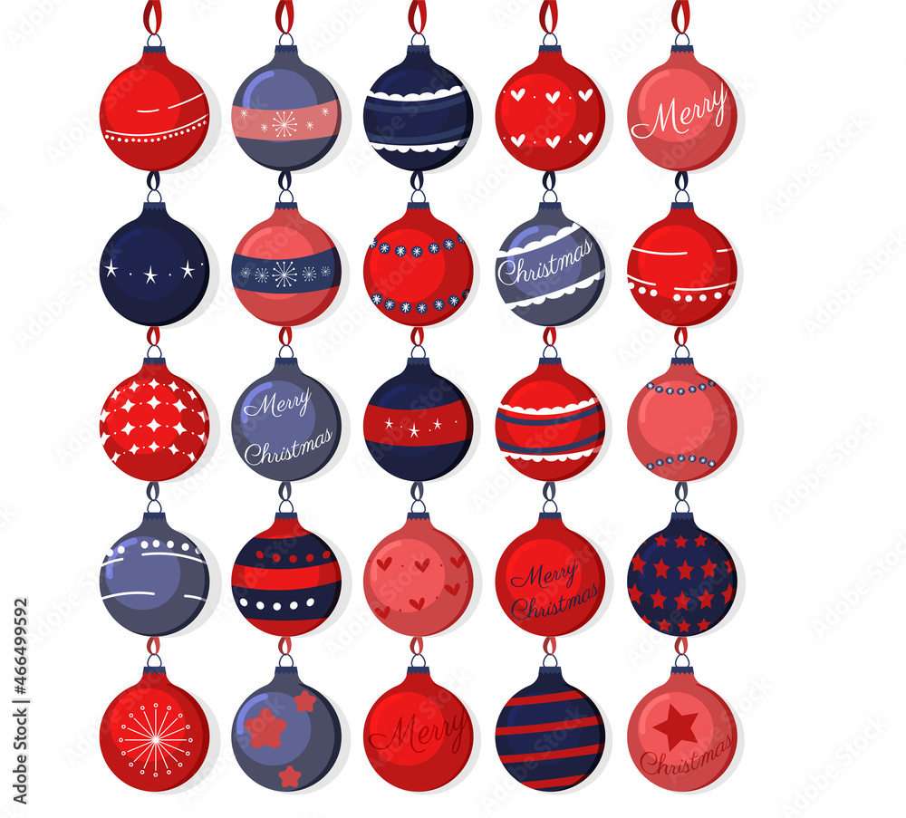 Christmas decor. A set of Christmas tree decorations balls. Christmas decor. A set of Christmas tree decorations balls.