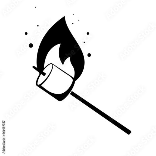 Burning marshmallow icon. Clipart image isolated on white background