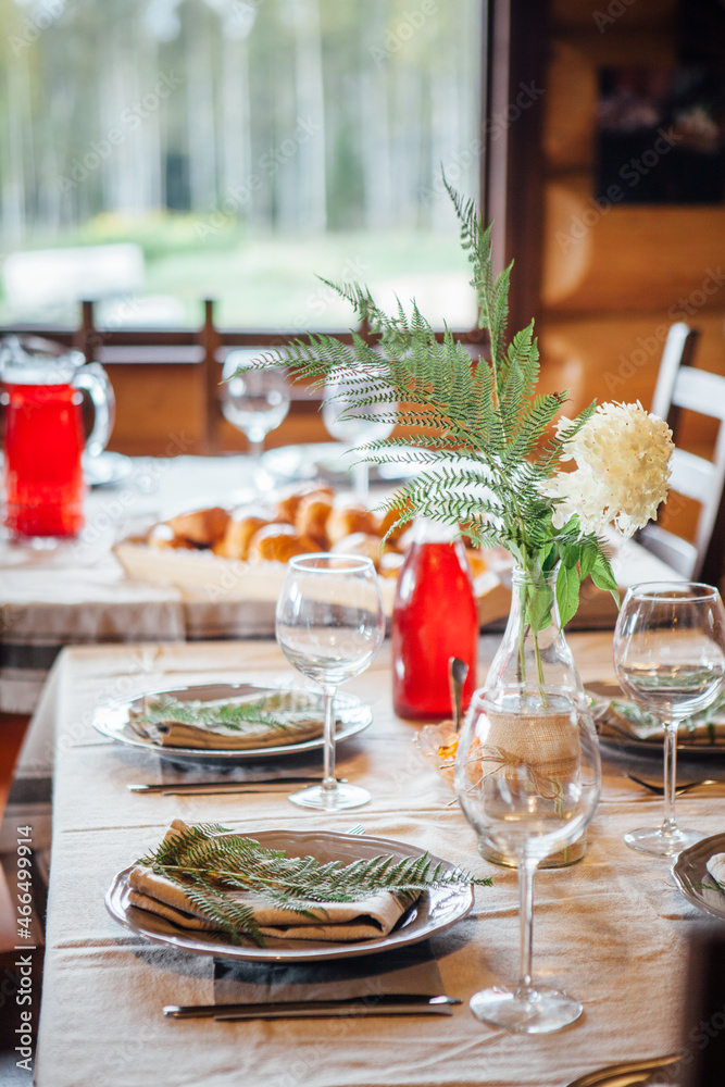 Festive table setting in rustic style.