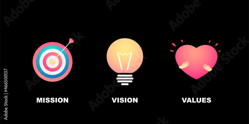Mission, vision and values business illustration