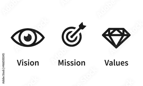 Vision mission values glyph icon. Clipart image isolated on white background photo
