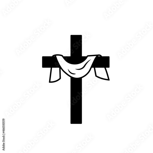 Draped cross silhouette icon. Clipart image isolated on white background