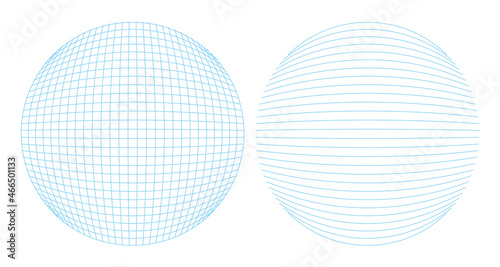 青い地球イメージのシンプルな立体的線画球体アイコンベクターイラスト素材