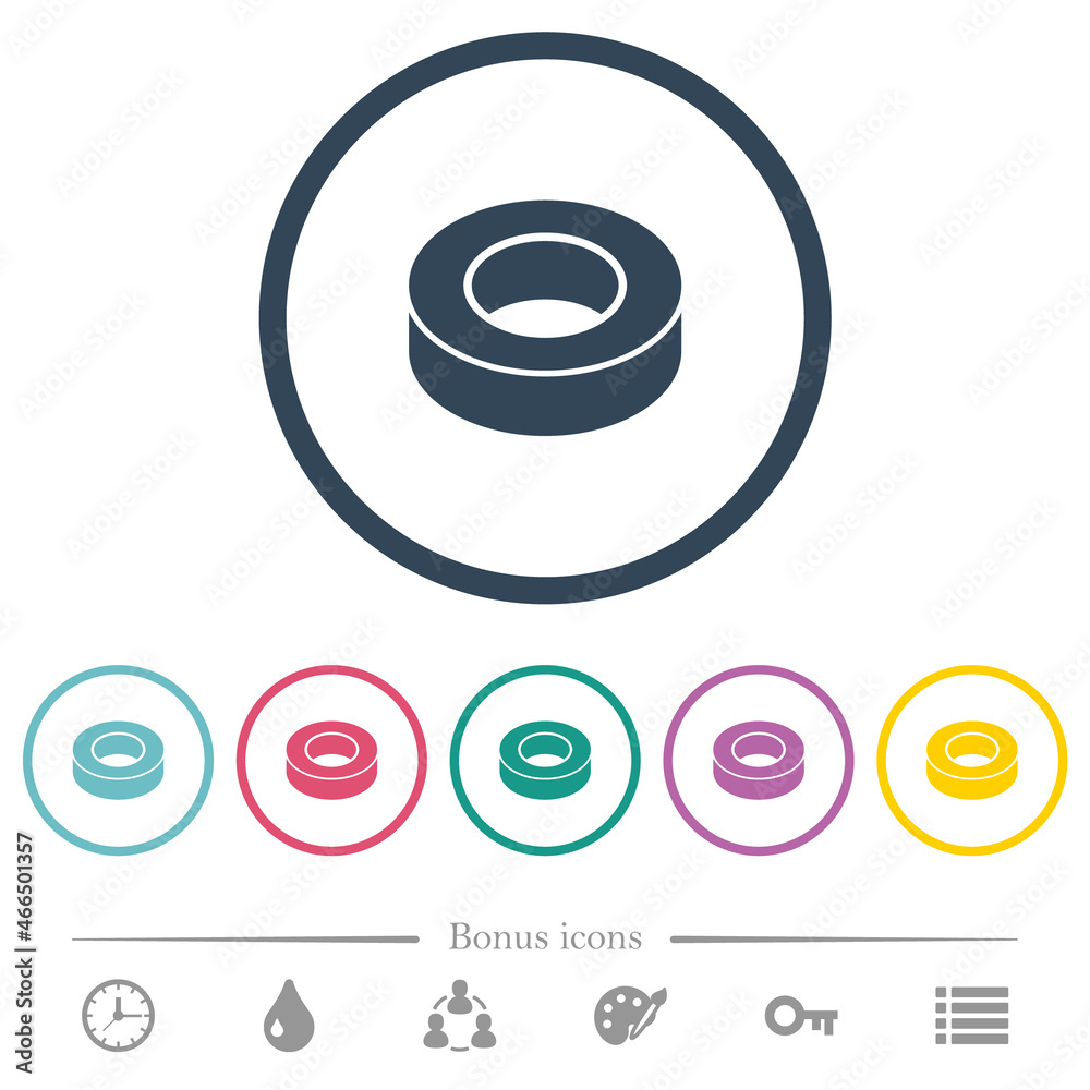 Insulating tape flat color icons in round outlines