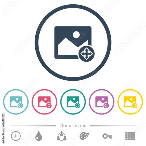 Move image flat color icons in round outlines