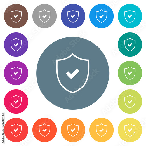Active security outline flat white icons on round color backgrounds
