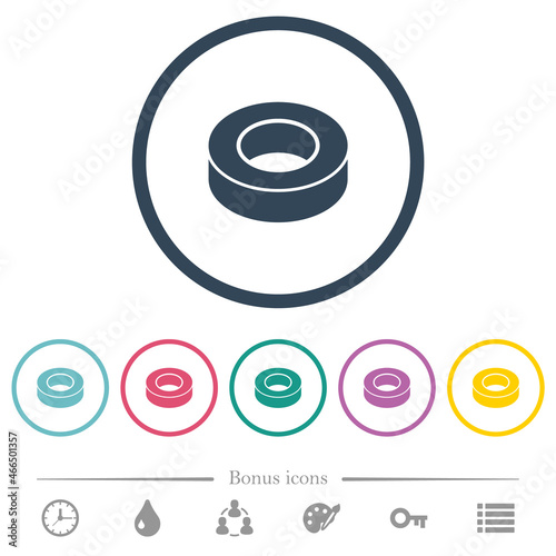 Insulating tape flat color icons in round outlines