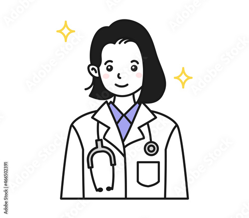 白衣を着た女性の医師のアバター用イラスト素材