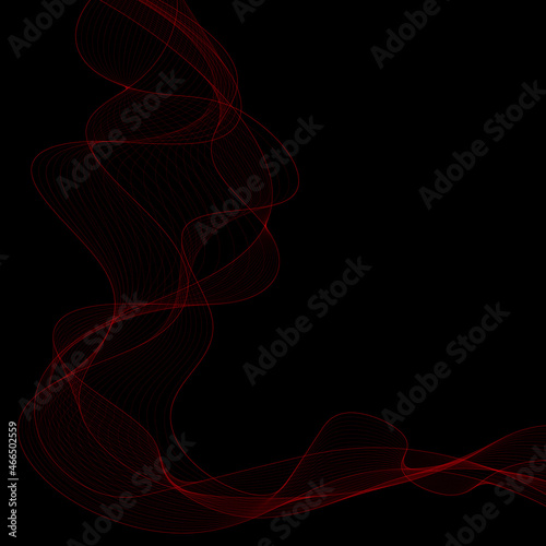 Neon red wave on a black background. Modern design for layout. Free space for text. eps 10